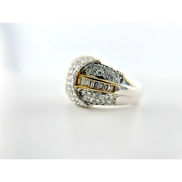 2ctw Baguette & Round Diamond Band Ring in Platinum & 18K Yellow Gold Size 9 - Picture 9 of 14